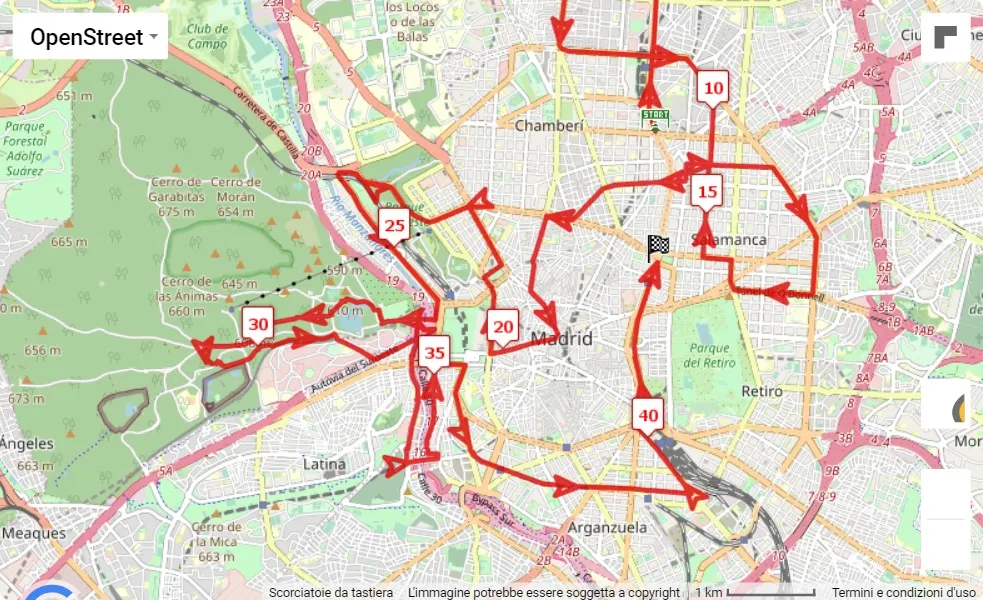 ZURICH Rock'n'Roll Running Series Madrid 2023, 42.195 km race course map