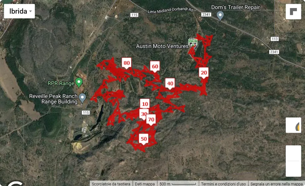 race course map Pandora's BoX of RoX Trail Run 2023