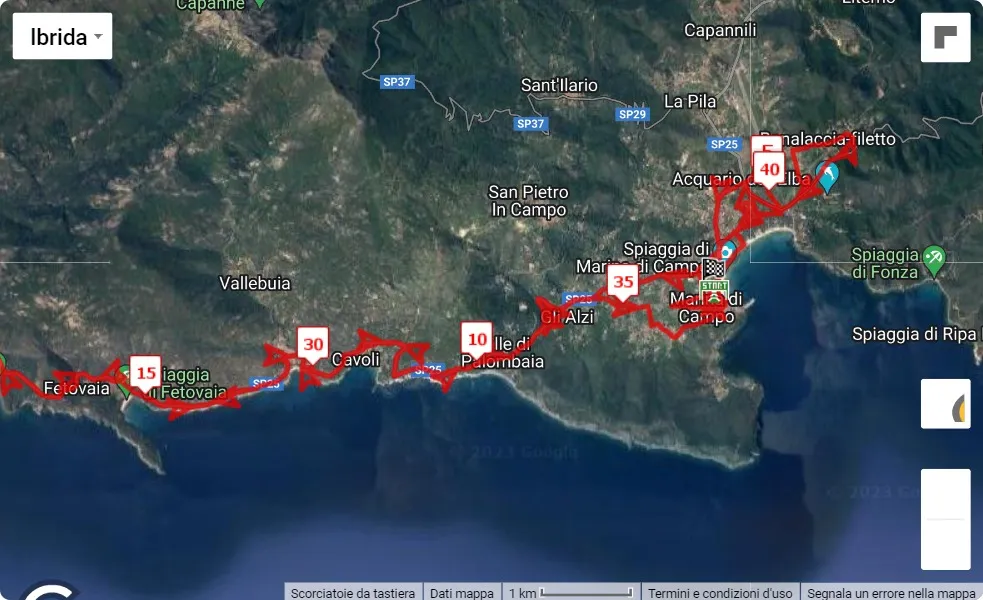 7° Maratona dell'Isola d'Elba, mappa percorso gara 42.195 km
