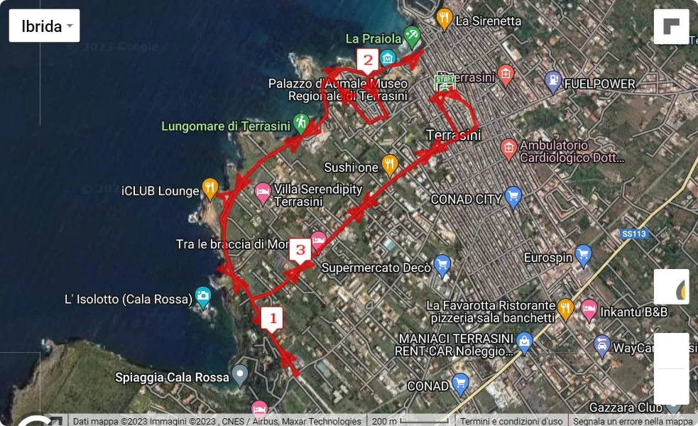 22° Maratonina di Terrasini, mappa percorso gara 7 km