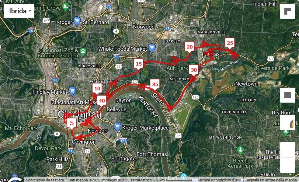 Flying Pig Marathon 2023, 42.195 km race course map