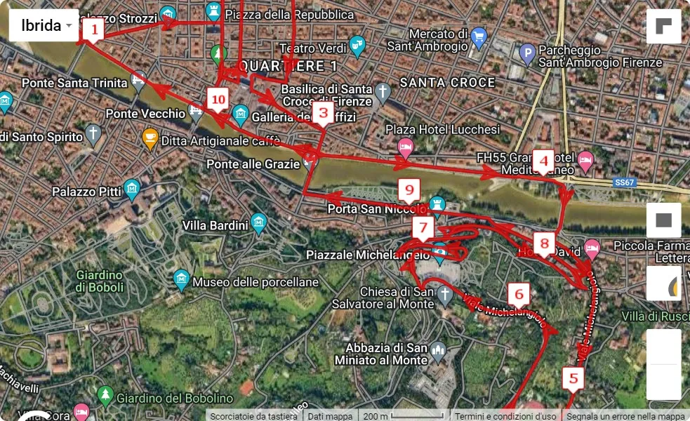 49° Guarda Firenze, mappa percorso gara 10 km