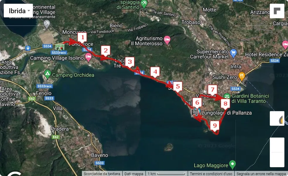 14° Lago Maggiore Half Marathon, 10 km race course map