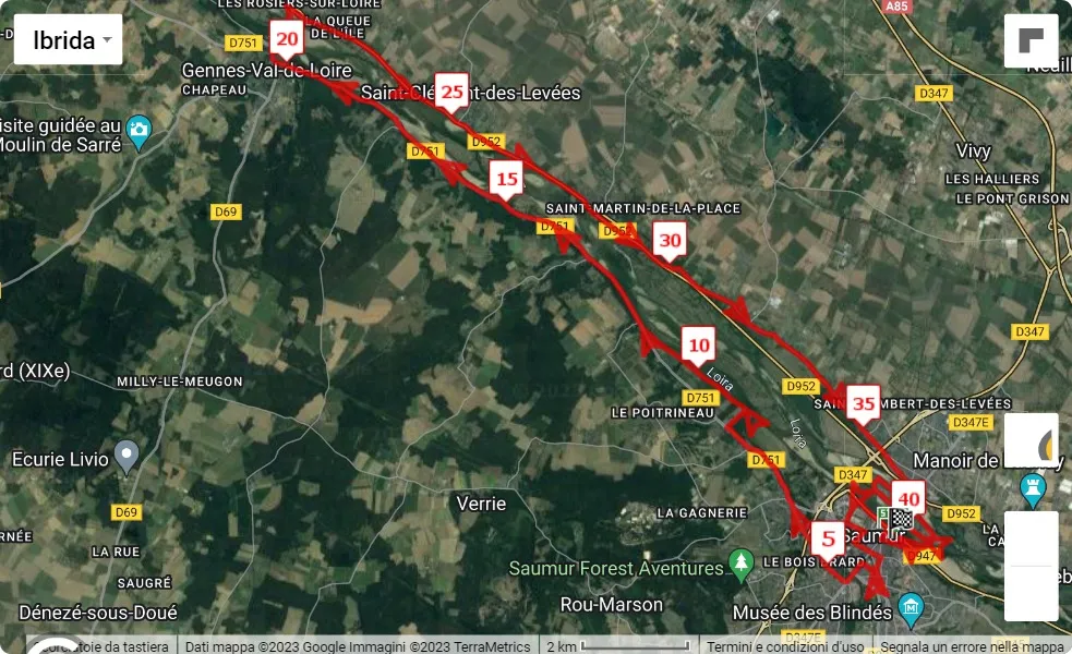 Marathon de la Loire 2023, 42.195 km race course map