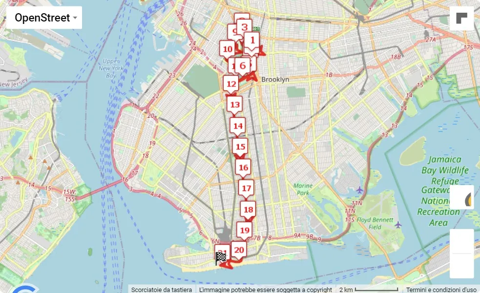 RBC Brooklyn Half 2023, mappa percorso gara 21.0975 km