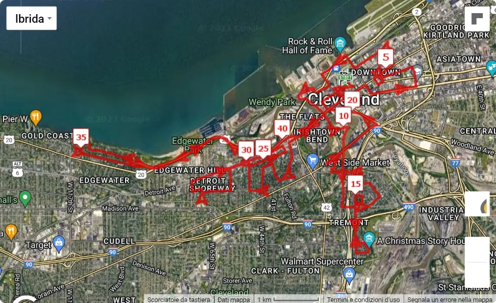 mappa percorso di gara Union Home Mortgage Cleveland Marathon 2023