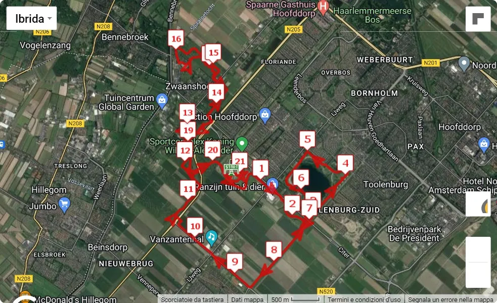 Haarlemmermeer Run 2023, mappa percorso gara 21.0975 km