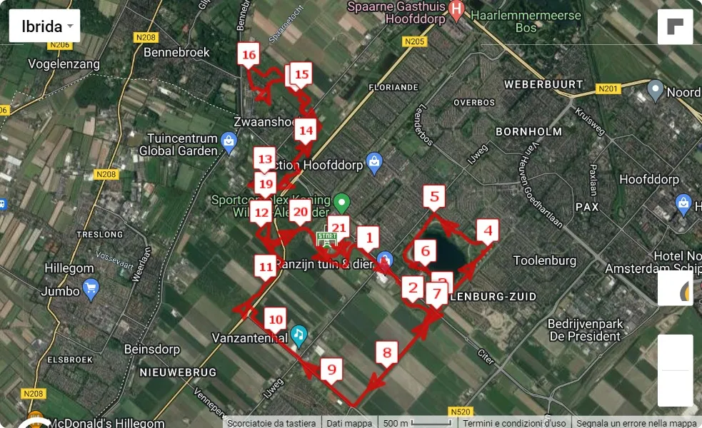 mappa percorso di gara Haarlemmermeer Run 2023