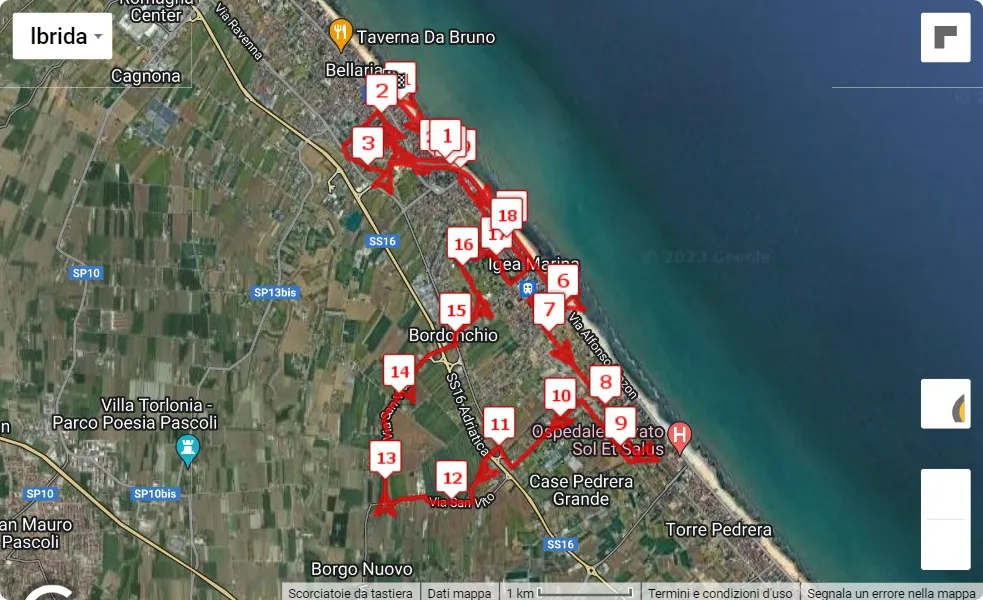 49° Maratonina dei Laghi, 21.0975 km race course map