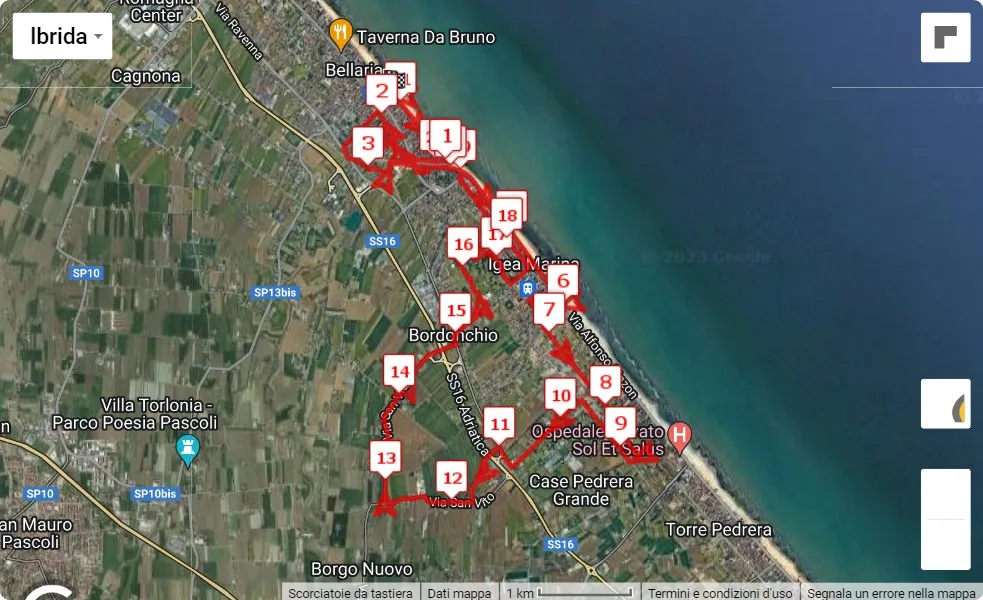 mappa percorso di gara 49° Maratonina dei Laghi