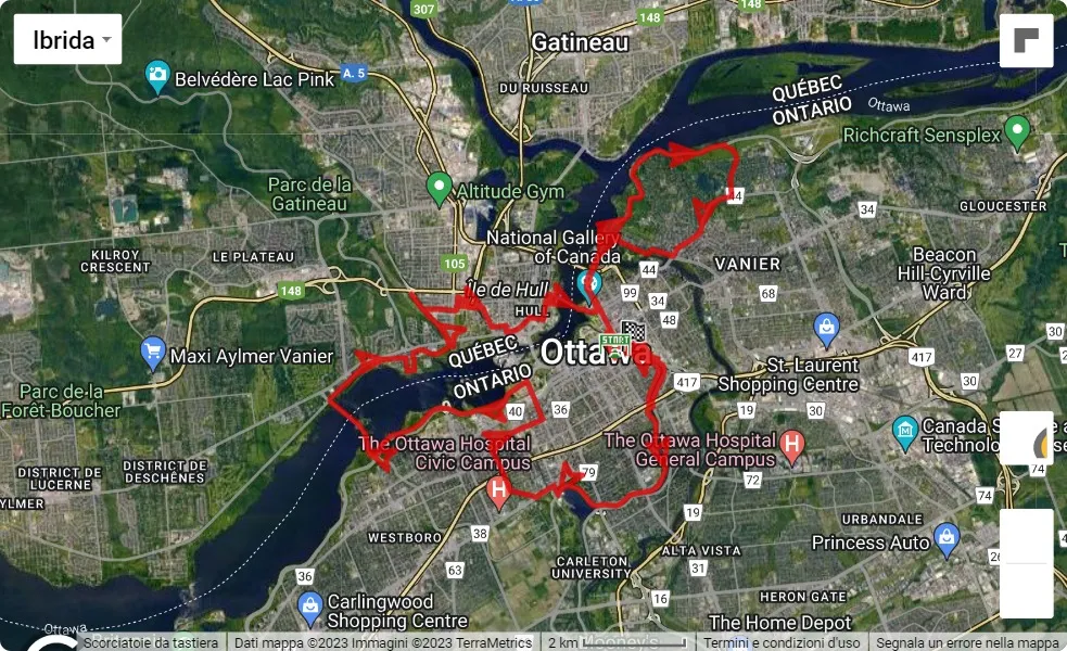 mappa percorso di gara Tamarack Ottawa Race Weekend 2023