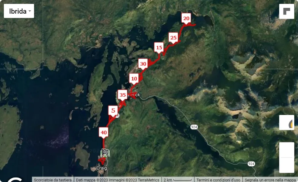 Prince of Wales Island International Marathon 2023, 42.195 km race course map