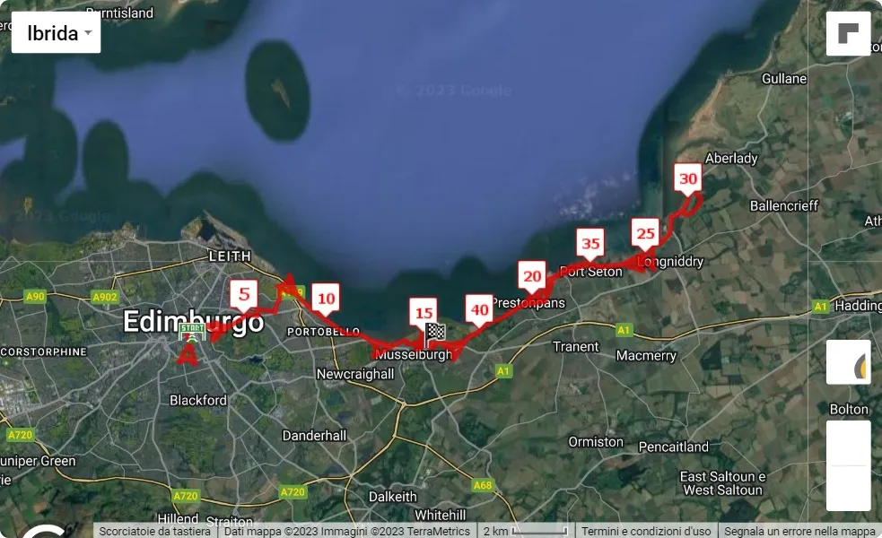 Edinburgh Marathon Festival 2023, 42.195 km race course map