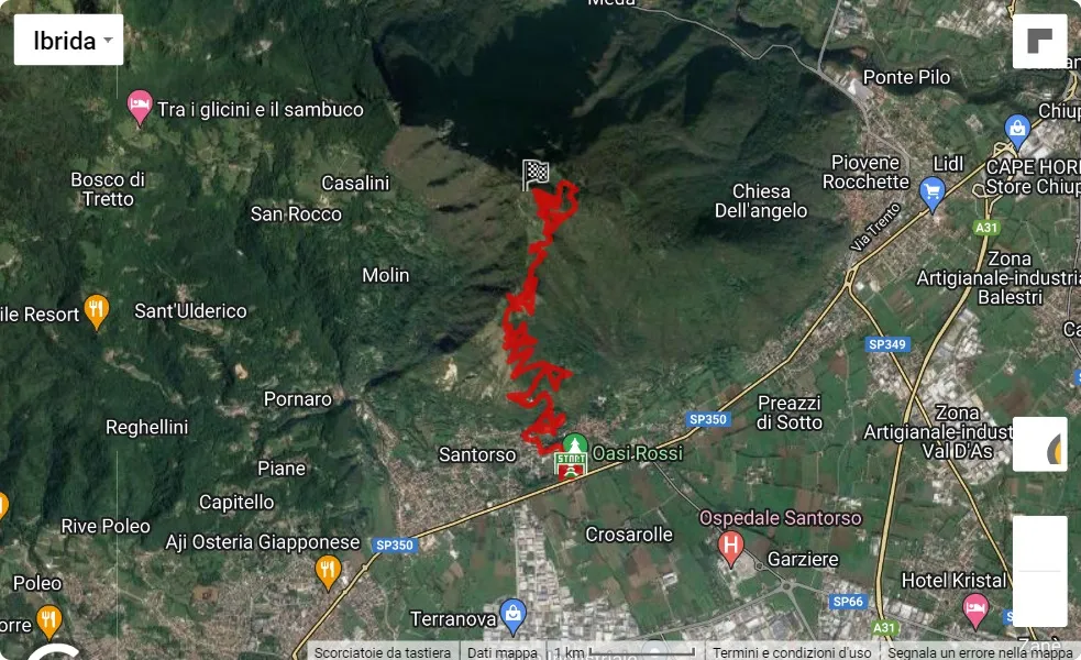 mappa percorso di gara 1^ Gian Ottica Suman Trail