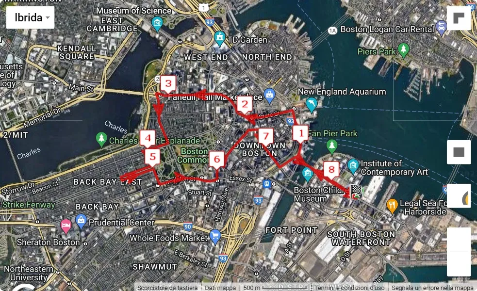 Boston's Run To Remember 2023, mappa percorso gara 8.045 km