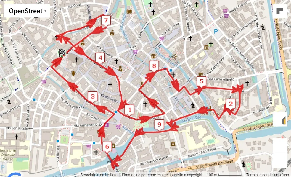 33° CorriTreviso, 9.9 km race course map
