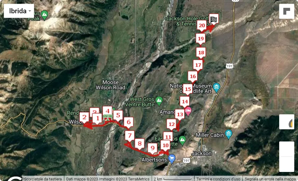 mappa percorso di gara Grand Teton Half & 5K 2023