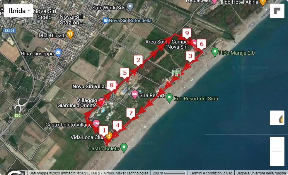 mappa percorso di gara Trofeo del Mare