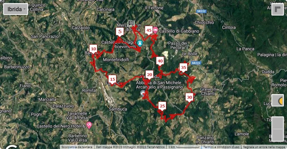 race course map 5° Chianti Classico Marathon Trail