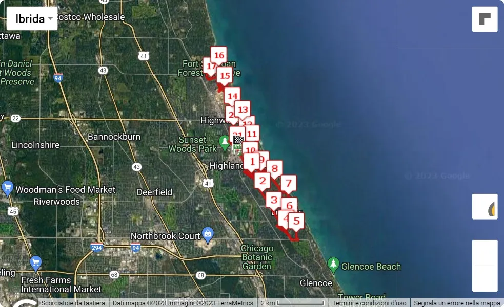 mappa percorso di gara Highland Park Strong Half Marathon, 5K and 1 Mile 2023