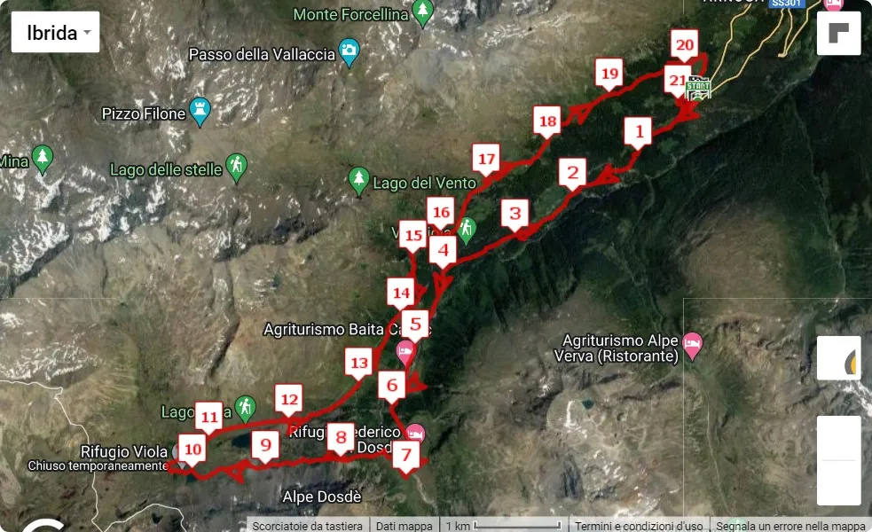 Trail Run Alta Valtellina 2023, 20.8 km race course map