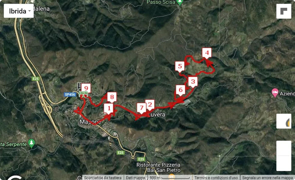 mappa percorso di gara Memorial Giabbani 2023