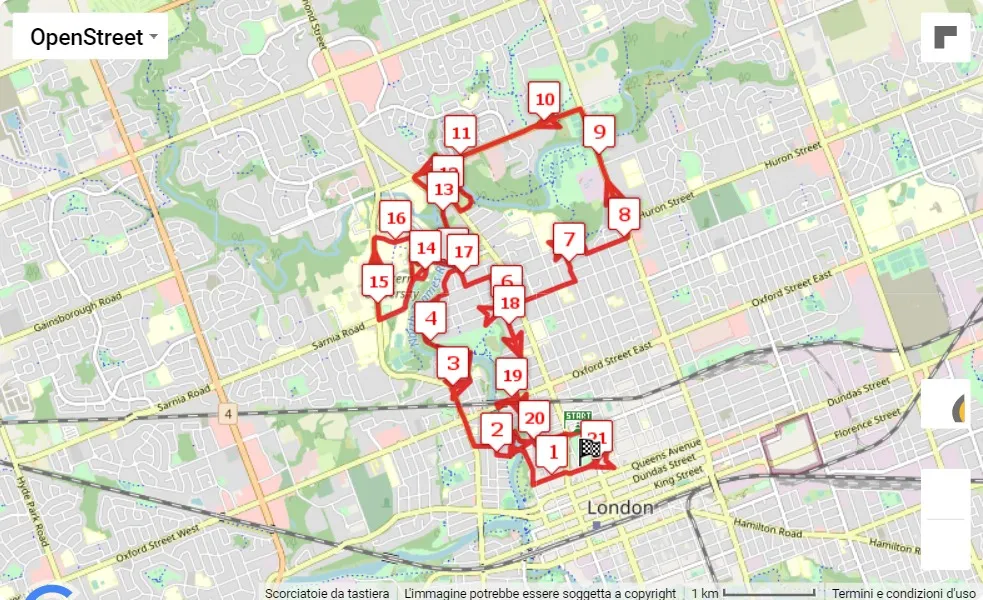 mappa percorso di gara London Life Forest City Road Races 2023