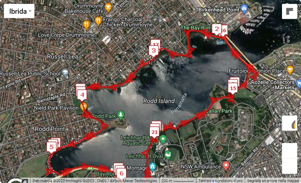 mappa percorso di gara Iron Cove Half-Marathon 2023