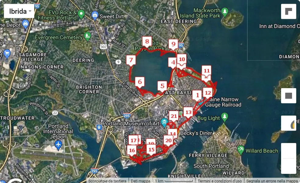 mappa percorso di gara Shipyard Old Port Half Marathon & 5K 2023