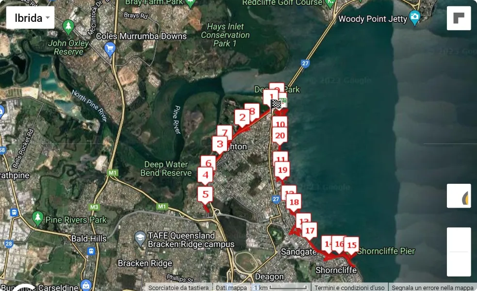 mappa percorso di gara Queensland Half Marathon 2023