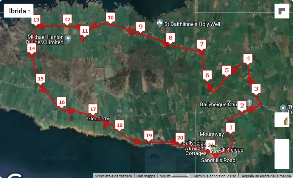 Half on the Head 2023, 21.0975 km race course map