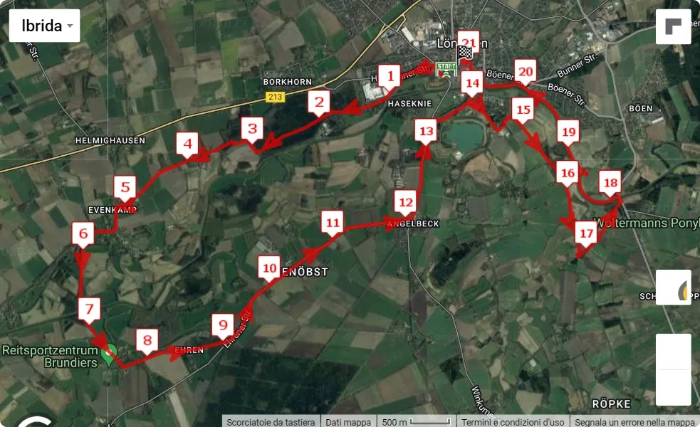 Remmers Hasetal-Marathon 2023, 21.0975 km race course map