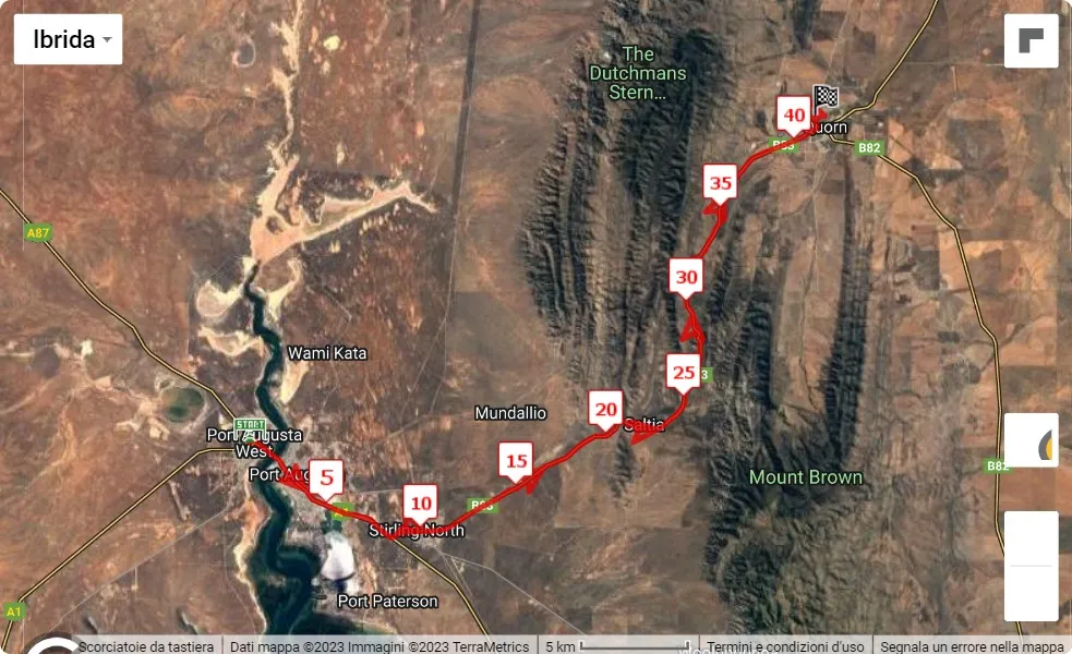 Pichi Richi Marathon 2023, 42.195 km race course map