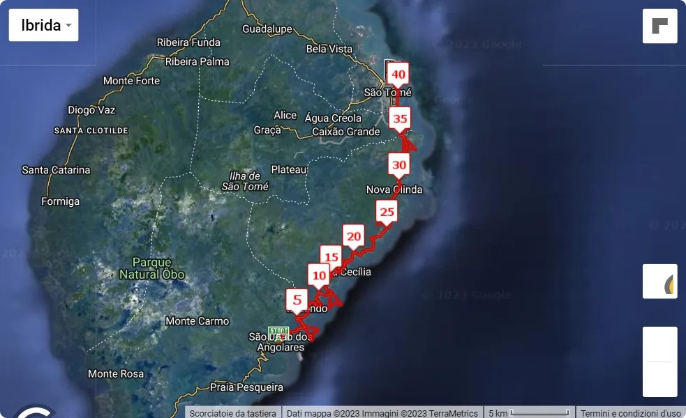 Sao Tome Maratona 2023, 42.195 km race course map