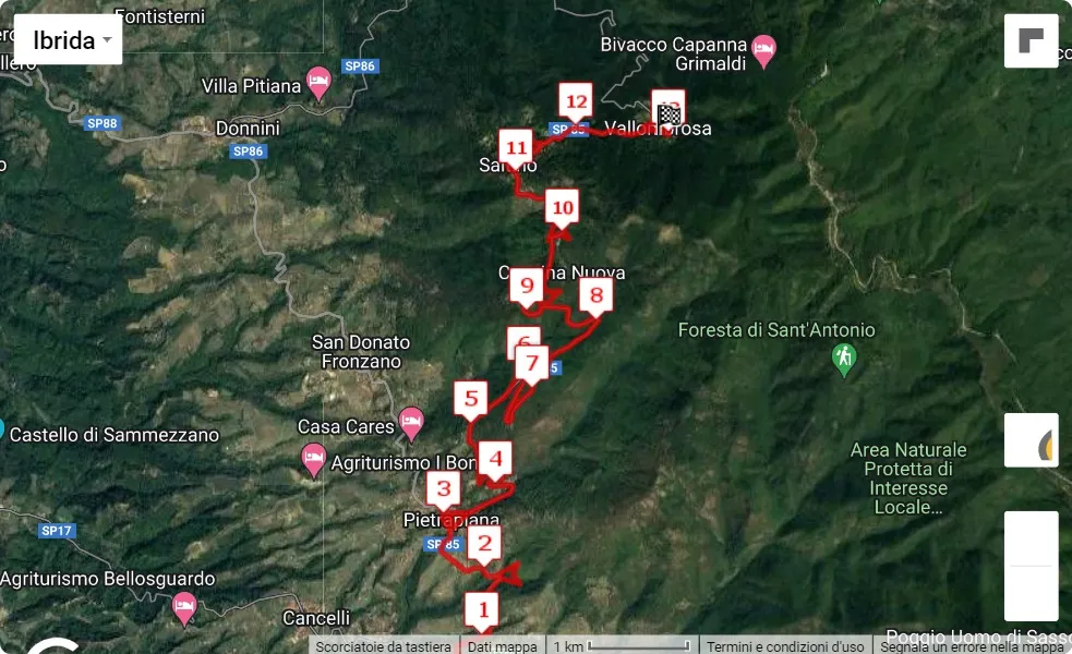 47° Reggello-Vallombrosa - 5° Memorial Massimo Montaghi, 13 km race course map