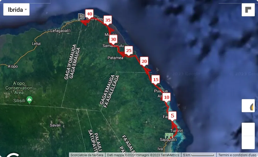 Samoa International Marathon 2023, 42.195 km race course map