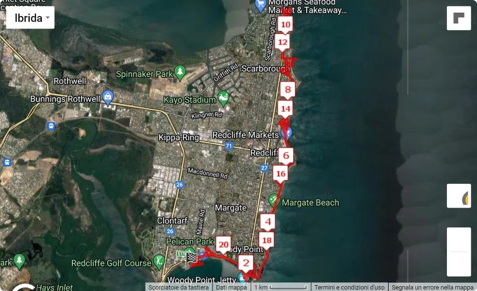 Jetty 2 Jetty Fun Run 2023, mappa percorso gara 21.0975 km