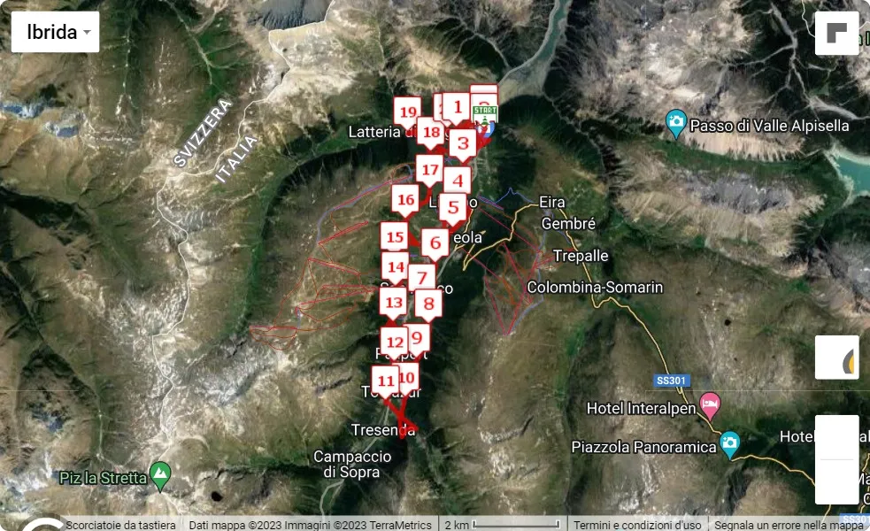 mappa percorso di gara StraLivigno 2023