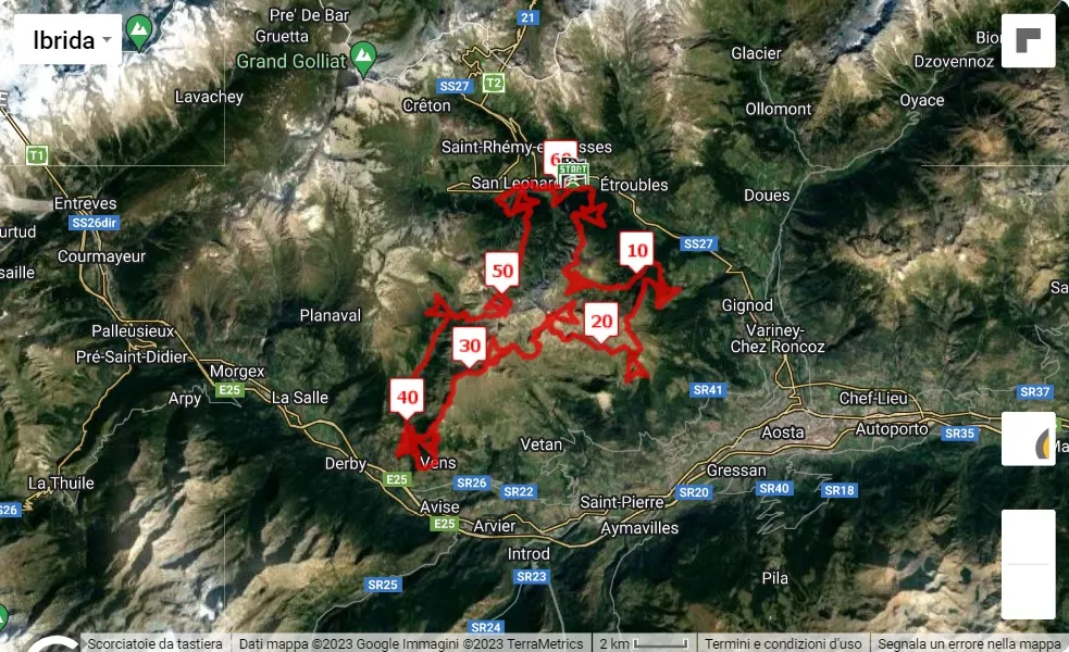 mappa percorso di gara 4° Ultramarathon du Fallère