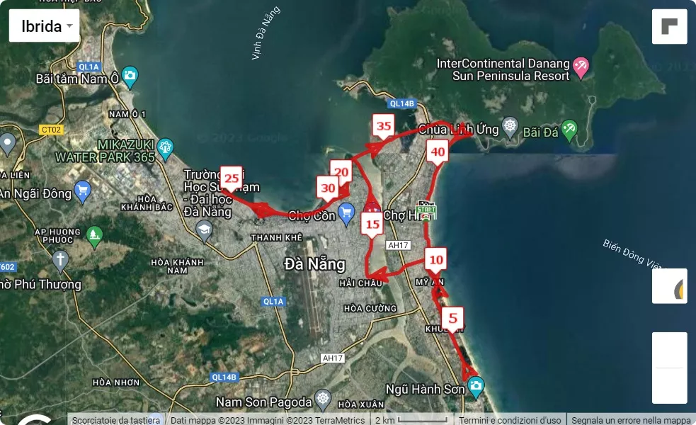 Manulife Danang International Marathon 2023, 42.195 km race course map