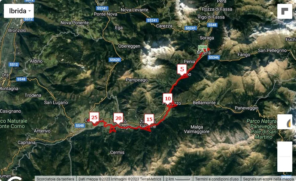 21° Marcialonga Running, 26.4 km race course map