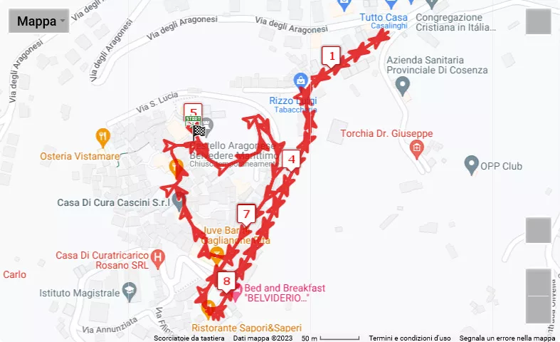 StraBelvedere 2023, mappa percorso gara 8 km