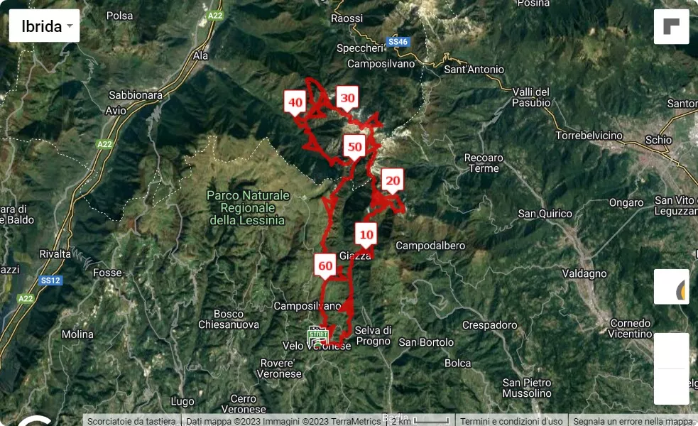 Lessinia Legend Run 2023, 65 km race course map