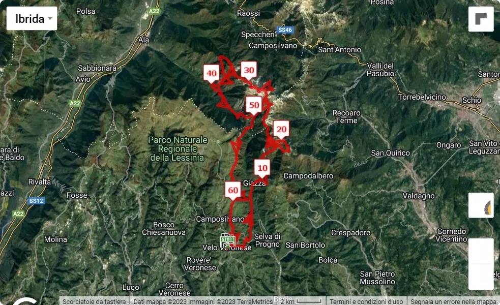 Lessinia Legend Run 2023, mappa percorso gara 65 km