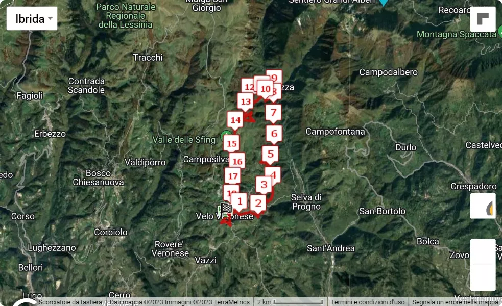 Lessinia Legend Run 2023, 18.6 km race course map