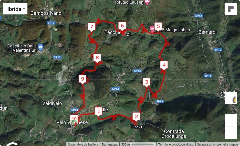 Lessinia Legend Run 2023, 10 km race course map