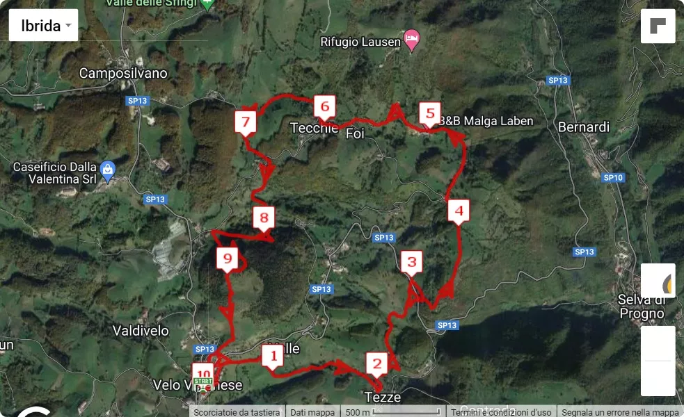 Lessinia Legend Run 2023, 10 km race course map