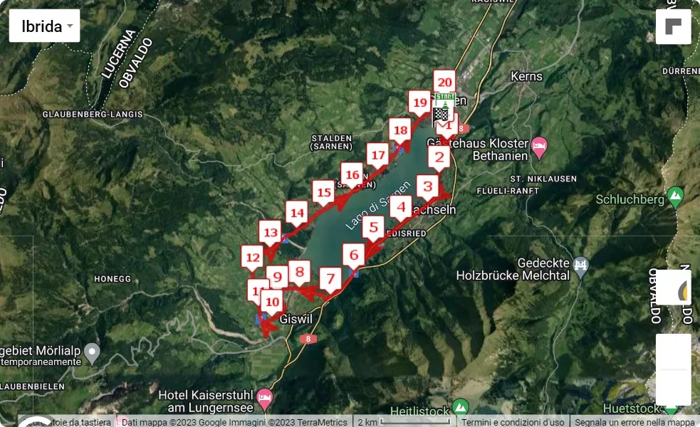 Switzerland Marathon Light, 21.0975 km race course map