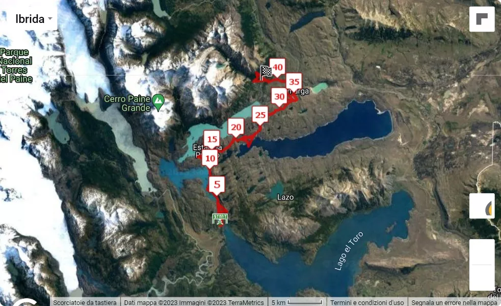 Patagonian International Marathon 2023, 42.195 km race course map