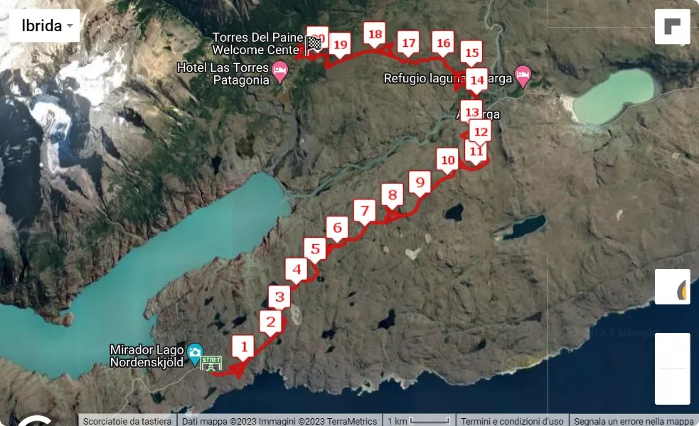Patagonian International Marathon 2023, 21.0975 km race course map